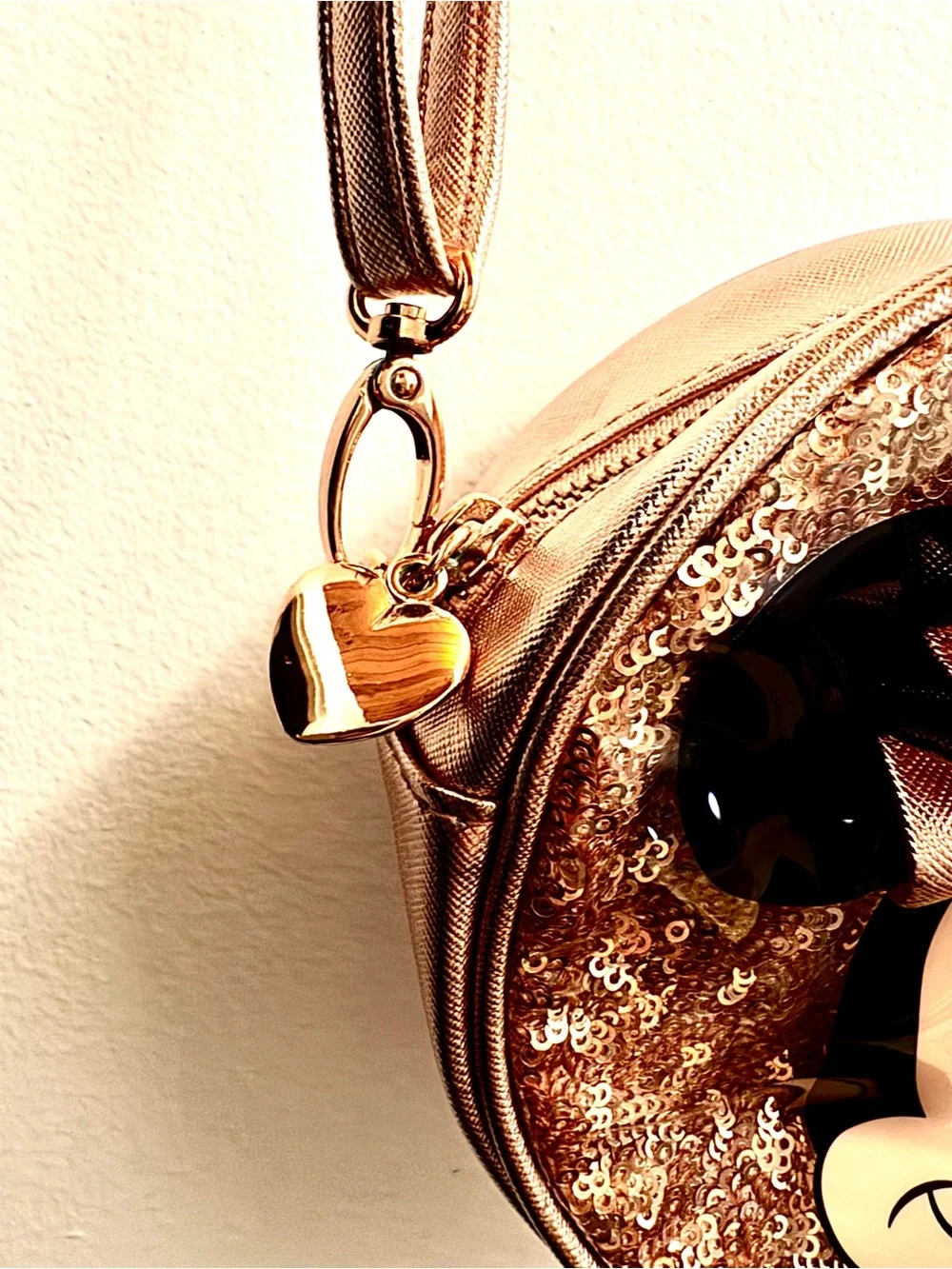 Disney Minnie Mouse Rose Gold Sequin Crossbody Bag